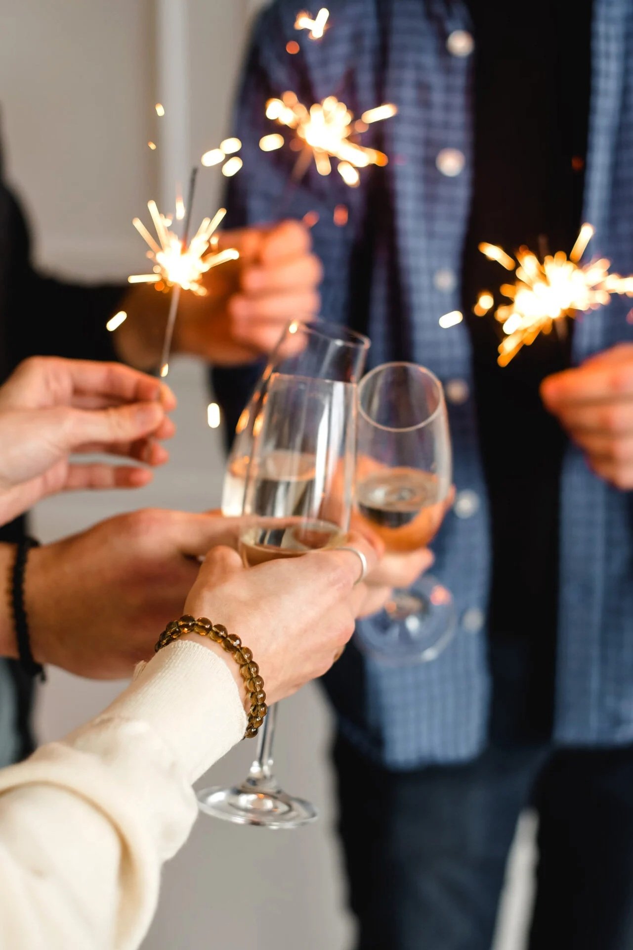 Celebration with sparklers and champagne
